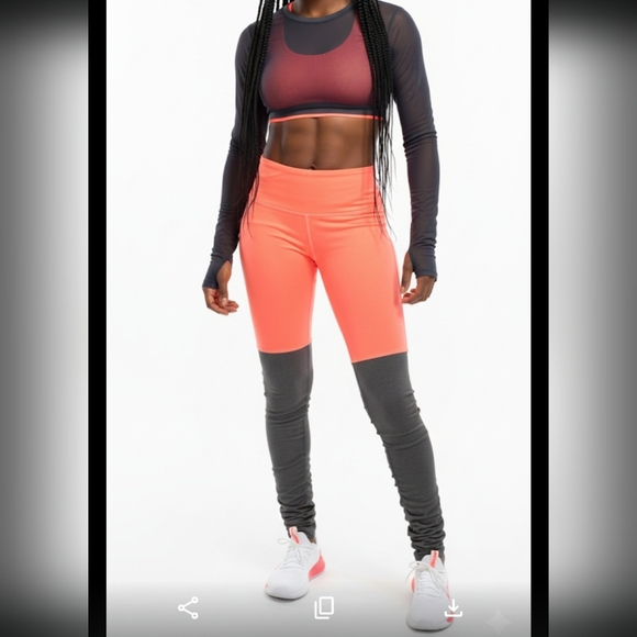 ALO Yoga Pants - Alo yoga goddess women's ribbed orange and gray leggins size M